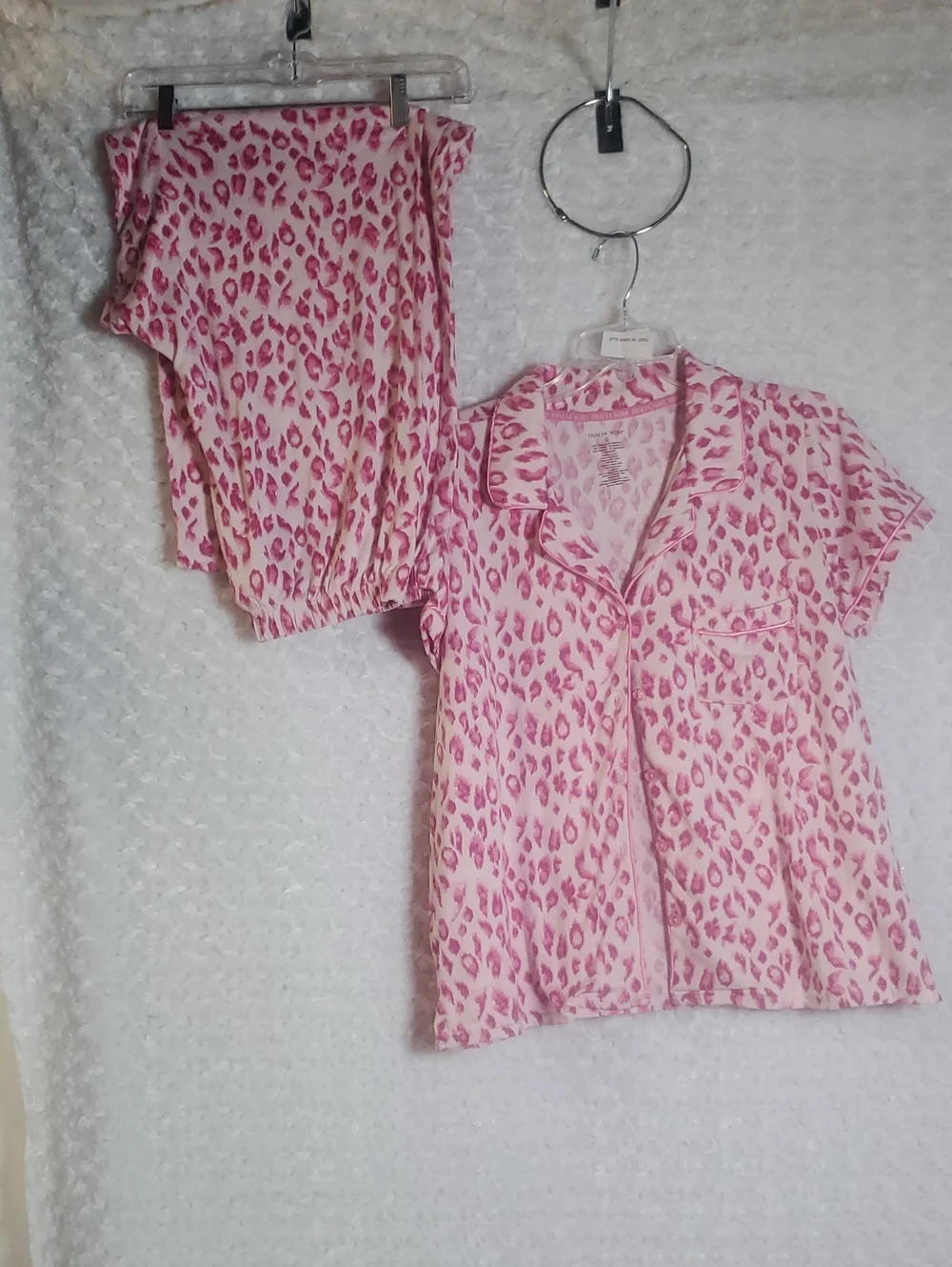 Thalia Sodi Pink Leopard Print Pajama Top Set Size XL